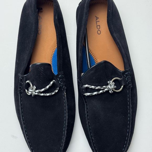 Size 9 - Aldo Men’s Dark Blue Suede Loafers / Driving Moccasins - Picture 1 of 7